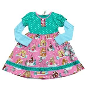 Matilda Jane Gingerbread Village Christmas Dress Girls Size 6